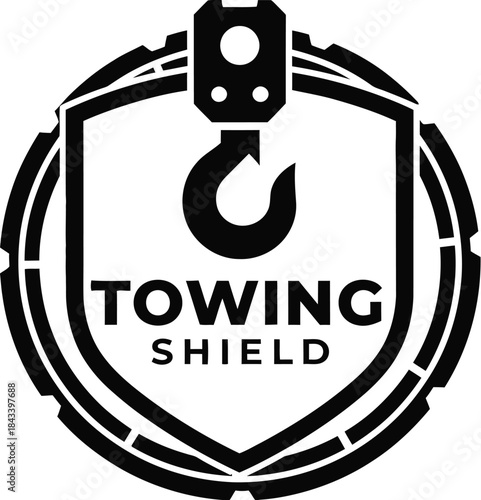 Hook Towing Shield Logo Vector Design on White