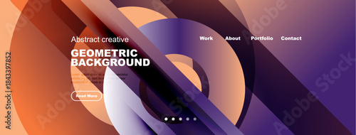 Abstract website header design. Fluid shapes, vibrant colors, navigation menu present. Modern aesthetic, clean layout.