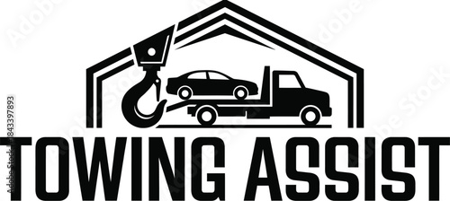 Towing service logo template vector design concept.