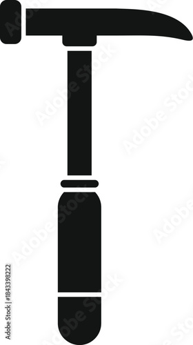 Blacksmith using hammering tool with wooden handle for striking metal