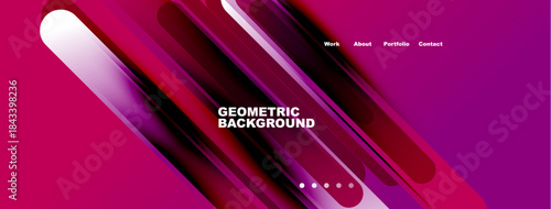 Abstract geometric design. Vibrant pink, purple gradients create dynamic visual effect. Modern website header or banner illustration.