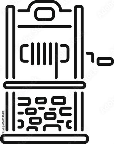 Vintage mechanical loom using punch cards for automated weaving of fabric, representing textile industry innovation