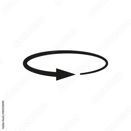 Semicircular rounded arrow. Vector illustration. The semi circle curved long arrow moves in a circular trajectory and path.