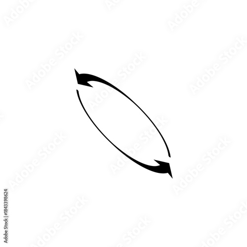 Arrow around a circle. Semicircular arrows rotate in a circle. Semi circle arrows follow each other.