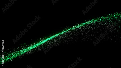 Wallpaper Mural Green particle beam streak cutting through black space with dense glowing dots forming diagonal trail Torontodigital.ca