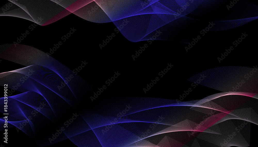 Obraz premium Multicolor abstract wave lines flowing dynamically across deep black background