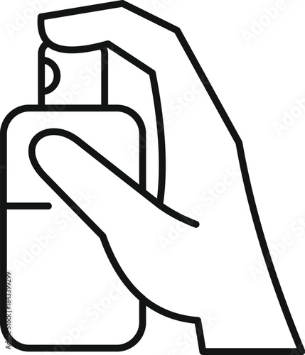 Hand holding a perfume bottle, spraying fragrance for personal hygiene and freshness