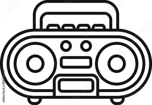 Portable stereo boombox playing music, a symbol of retro music culture and 1980s nostalgia