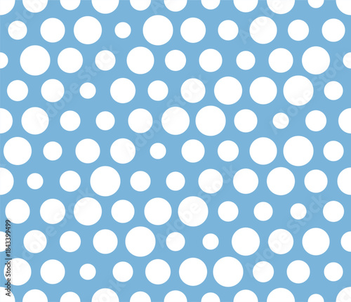 Dots pattern seamless random. Repeating white polka dots on a light blue background. Editable vector illustration.