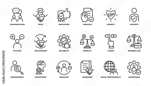 Business Ethic icons pack collection. Vector illustration