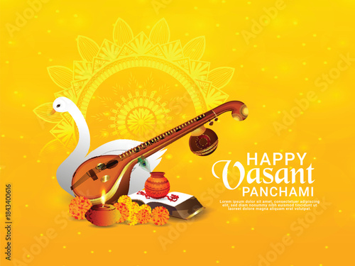 Creative design for happy vasant panchami celebration design