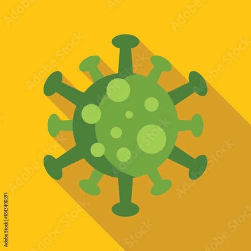 Green virus or bacterium cell presenting a pandemic or infectious disease concept