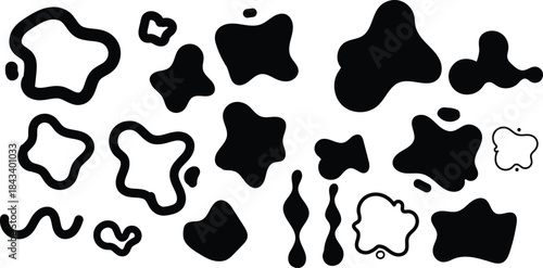 Hand-Drawn Abstract & Blob Doodle Shapes — Solid, Outline, Wavy & Heart Elements