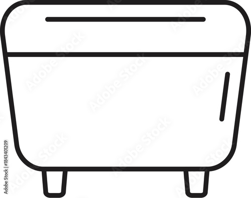 Simple line drawing of a portable fridge, ideal for keeping food and drinks cold during outdoor activities like picnics and camping trips