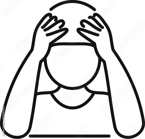 Person holding head suffering from headache, stress, or migraine pain