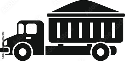Side view of a dumper truck transporting construction materials, symbolizing industrial operations and cargo transportation