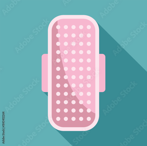 Pink period pad with wings and dots on a blue background