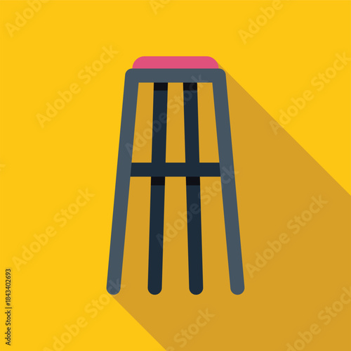 Bar stool icon featuring a pink top and dark gray legs casting a long shadow