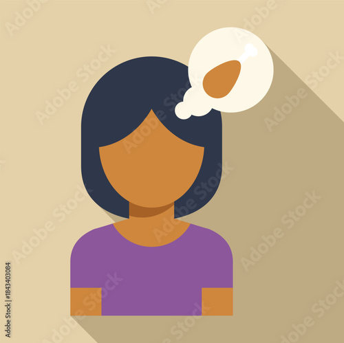 Woman feeling hungry, visualizing a delicious chicken drumstick