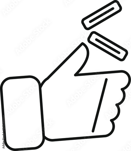 Hand tossing coins for a random outcome in a black outline drawing