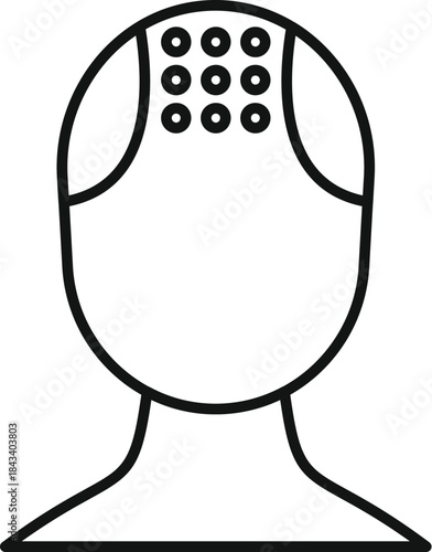 Line art vector icon showing a human head with acupuncture therapy points on the forehead