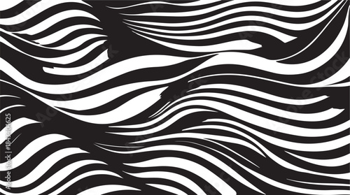 Abstract black and white wavy lines forming a dynamic and flowing pattern background vector illustration