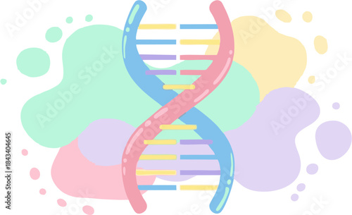 Abstract illustration of a DNA helix with a pastel-colored background