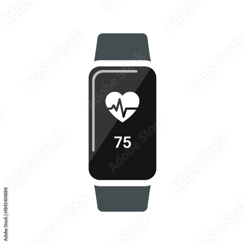 Sleek fitness tracker displays vibrant heart rate monitoring at 75 beats per minute for health tracking and wellness goals
