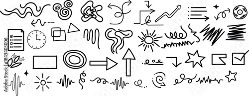 Hand-Drawn Doodle & Icon Set — Functional, Arrows, Shapes, Spirals & Ornaments