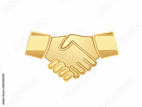 Golden handshake symbol representing agreement partnership and successful collaboration