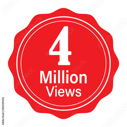 4 million views badge red award seal celebrating video milestone achievement