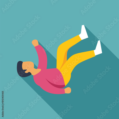 Person falling down depicting an accident or risk using a flat design illustration