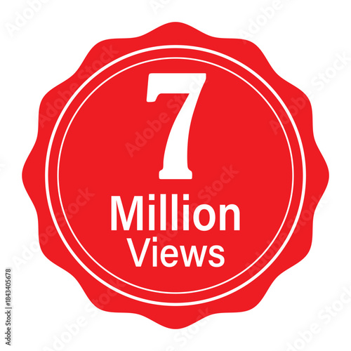 7 million views badge red award seal for social media video popularity and content success