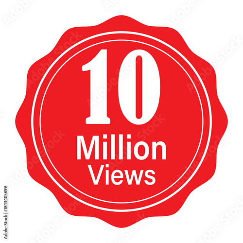 10 million views badge icon red seal celebrating social media reach and viral content growth
