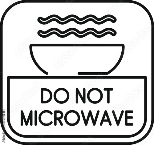 Warning label for food packaging indicating contents are not suitable for microwave heating
