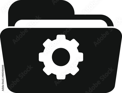 Folder with a gear symbol representing data management and system settings