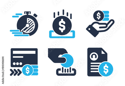 Finance and Payments icon set. Solid glyph series icons