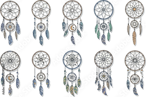 Dreamcatcher Collection Bohemian Style Designs with Feathers and Beads