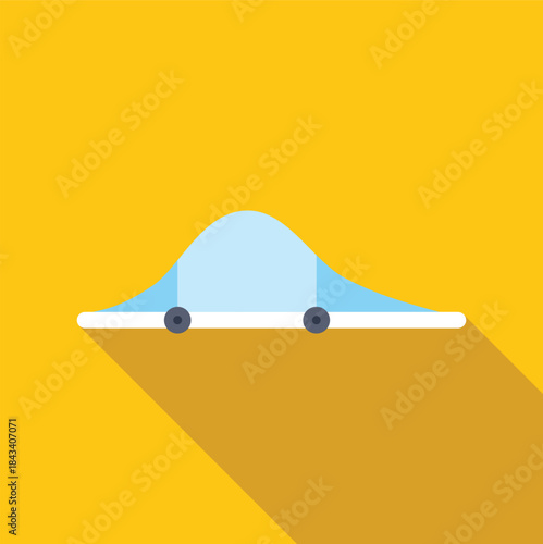 Normal distribution bell curve diagram illustrating statistical data analysis on a yellow background