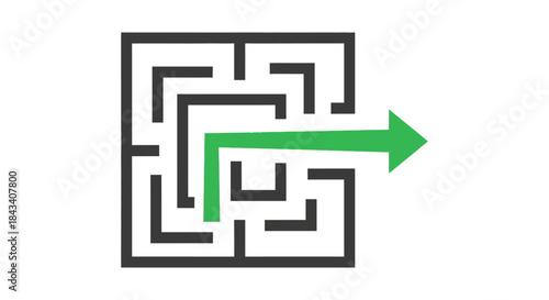 green arrow shortcut through maze icon showing simple solution and business strategy concept ideal for problem solving presentations