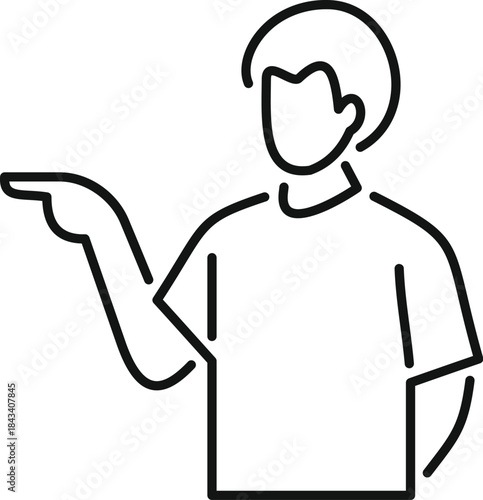 Person pointing left indicating direction and instruction