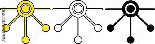 Central hub network with multiple connections spreading out communication data distribution technology system icon