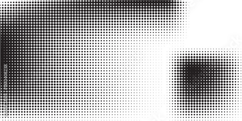 Dotted halftone texture background. Black and white pop art gradient overlay. Fading grunge gritty noise wallpaper. Weathered pixelated comic backdrop. Vector bitmap subtle vanishing surface