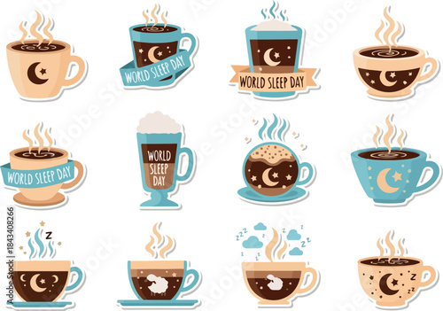 World Sleep Day Sleepy Moon Coffee Cups