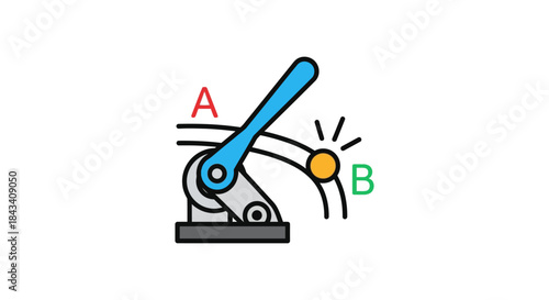 mechanical toggle switch lever moving between positions a and b flat line icon illustrating choice change and user interface control