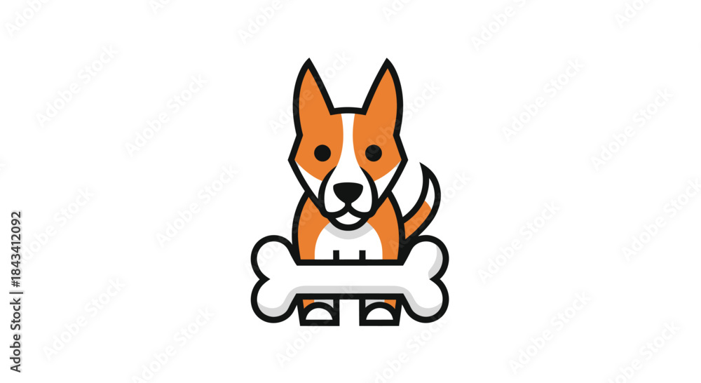 Obraz premium Cartoon dog with a bone