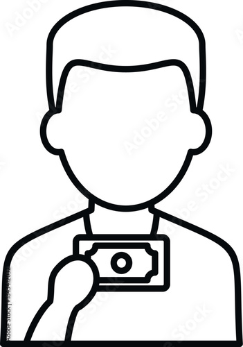 Faceless person holding a cash banknote, representing payment or bribery