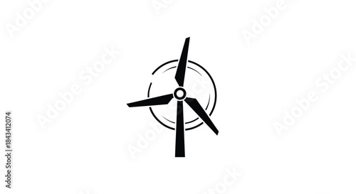 Black minimalist windmill inside a circle