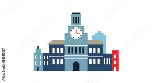 Cityscape with clock tower