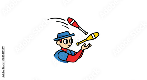Cartoon juggler with clubs